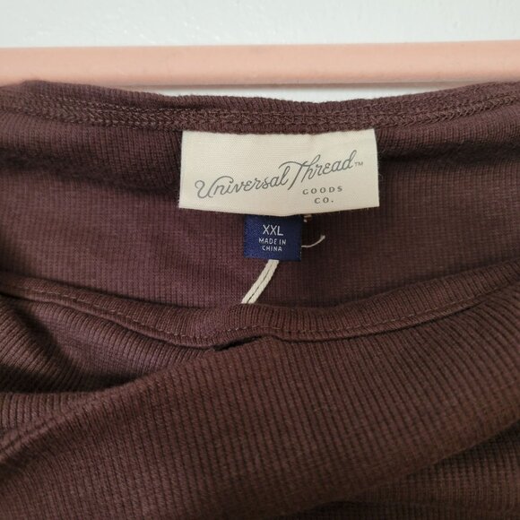 Universal Thread Womens Brown Off-Shoulder Ribbed Midi Dress XXL - Picture 4 of 5